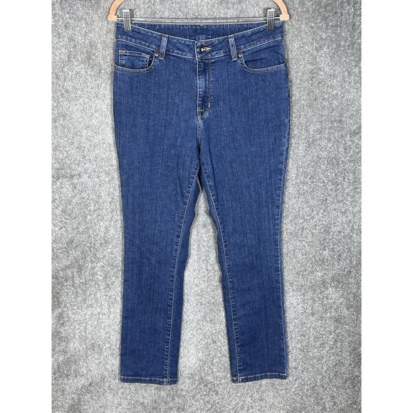 LL Bean Favorite Fit Jeans Womens Size 10 Blue Denim Stretch Straight Leg - Picture 1 of 7